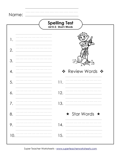 Spelling Test - Spelling Test (B-3)