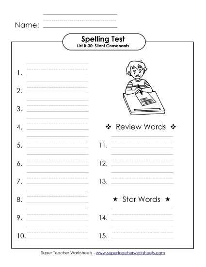 Spelling Test - Spelling Test (B-30)