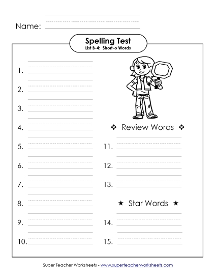 Spelling Test - Spelling Test (B-4) Spelling Test - Spelling Test (B-4)