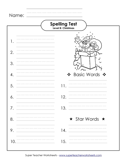 Spelling Test - Spelling Test (B-Christmas) 