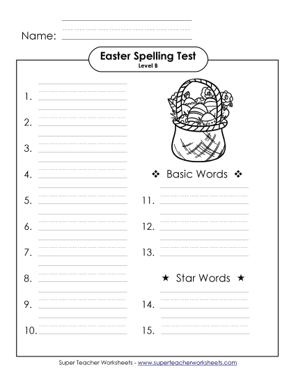 Spelling Test - Spelling Test (B-Easter) 