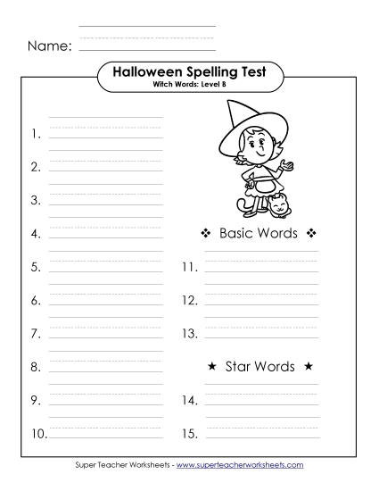 Spelling Test - Spelling Test (B-Halloween) 