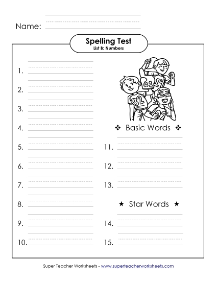 Spelling Test - Spelling Test (B-Number Words) 