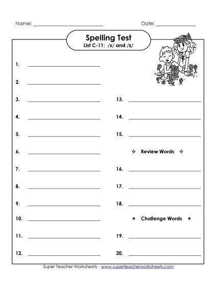 Spelling Test - Spelling Test (C-11) Spelling Test - Spelling Test (C-11)