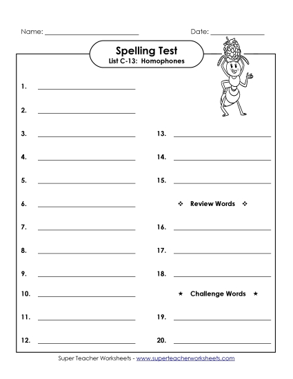 Spelling Test - Spelling Test (C-13)
