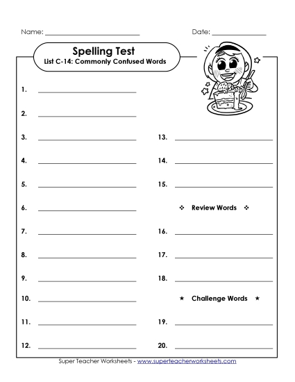 Spelling Test - Spelling Test (C-14) Spelling Test - Spelling Test (C-14)