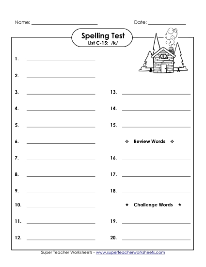 Spelling Test - Spelling Test (C-15) Spelling Test - Spelling Test (C-15)