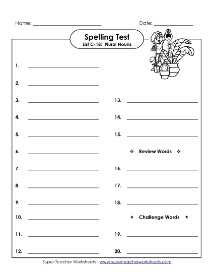 Spelling Test - Spelling Test (C-18) Spelling Test - Spelling Test (C-18)