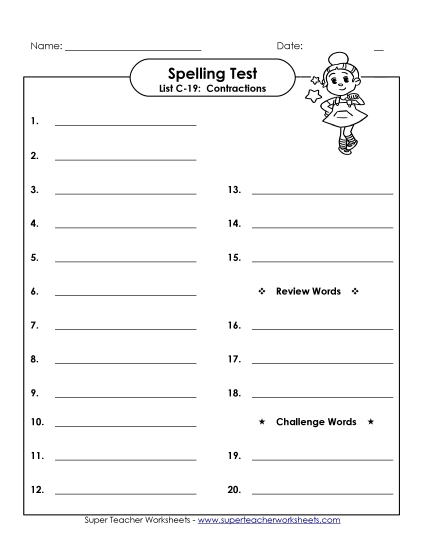 Spelling Test - Spelling Test (C-19)