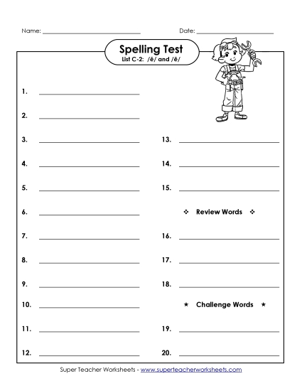Spelling Test - Spelling Test (C-2) Spelling Test - Spelling Test (C-2)