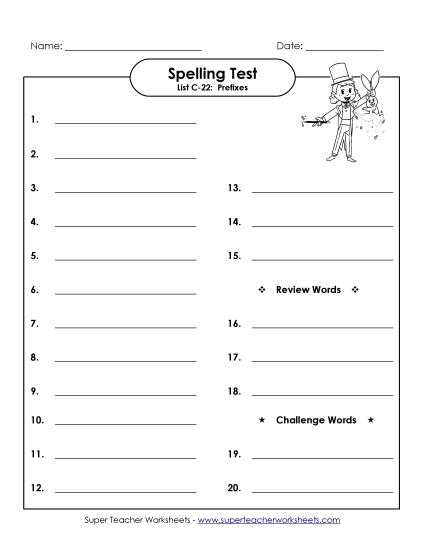 Spelling Test - Spelling Test (C-22)