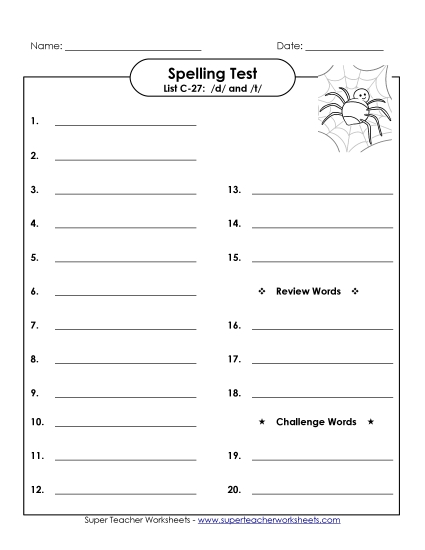 Spelling Test - Spelling Test (C-27)