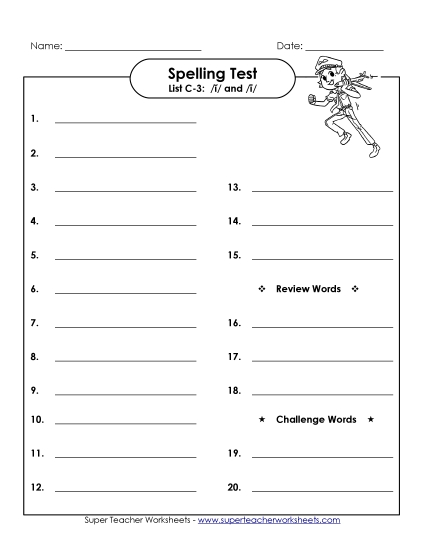 Spelling Test - Spelling Test (C-3) Spelling Test - Spelling Test (C-3)