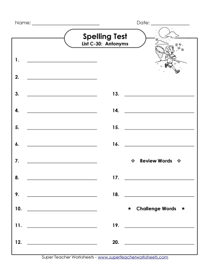 Spelling Test - Spelling Test (C-30) Spelling Test - Spelling Test (C-30)