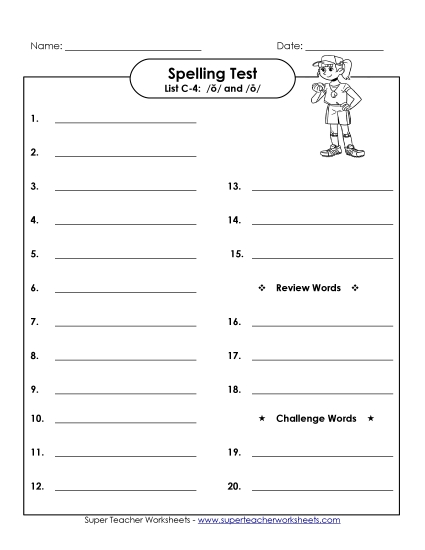 Spelling Test - Spelling Test (C-4) Spelling Test - Spelling Test (C-4)