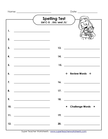 Spelling Test - Spelling Test (C-5) Spelling Test - Spelling Test (C-5)