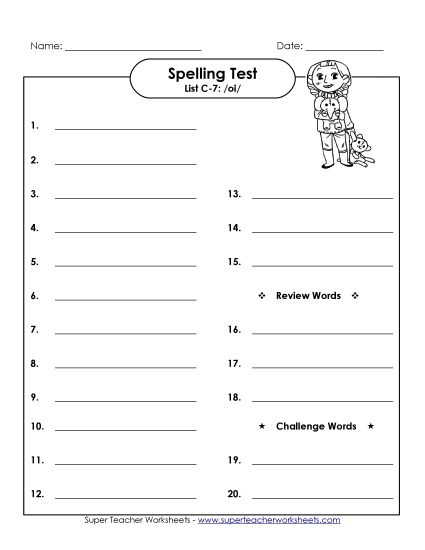 Spelling Test - Spelling Test (C-7)