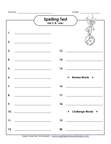 Spelling Test - Spelling Test (C-8)