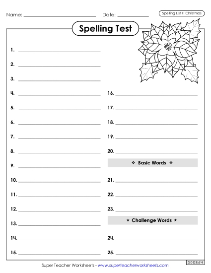 Spelling Test - Spelling Test (Christmas)