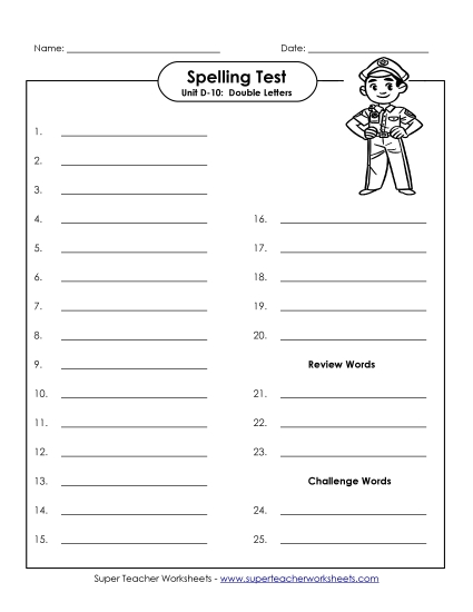 Spelling Test - Spelling Test (D-10)
