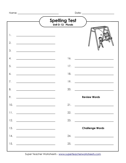 Spelling Test - Spelling Test (D-12)