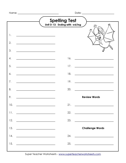 Spelling Test - Spelling Test (D-13) Spelling Test - Spelling Test (D-13)