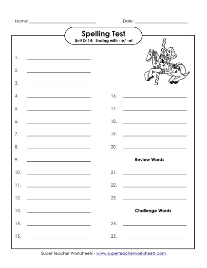 Spelling Test - Spelling Test (D-14)