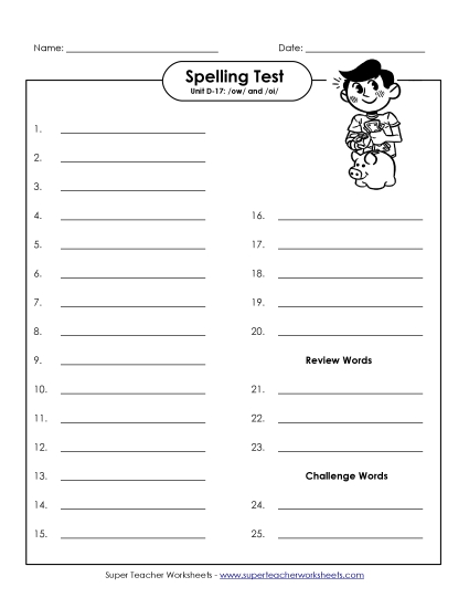 Spelling Test - Spelling Test (D-17) Spelling Test - Spelling Test (D-17)