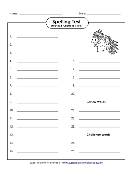 Spelling Test - Spelling Test (D-20)