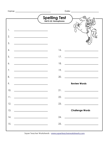 Spelling Test - Spelling Test (D-22) Spelling Test - Spelling Test (D-22)