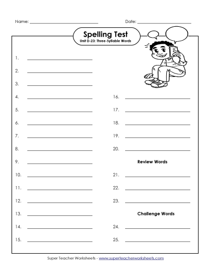 Spelling Test - Spelling Test (D-23)
