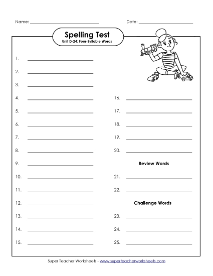 Spelling Test - Spelling Test (D-24)