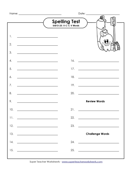 Spelling Test - Spelling Test (D-25)