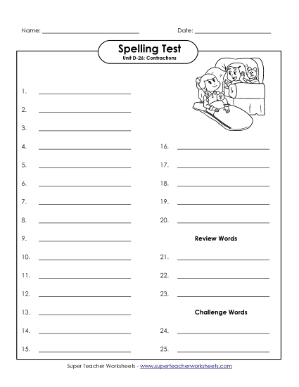 Spelling Test - Spelling Test D-26