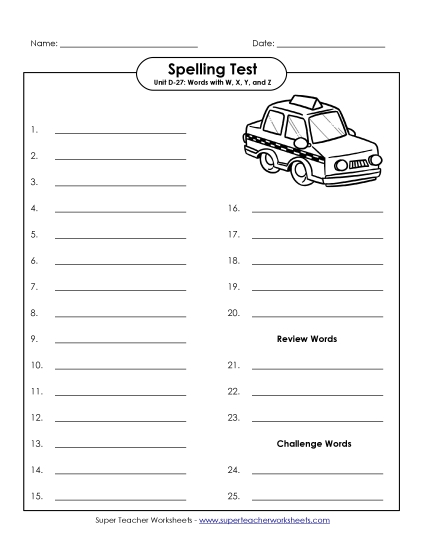 Spelling Test - Spelling Test (D-27) Spelling Test - Spelling Test (D-27)