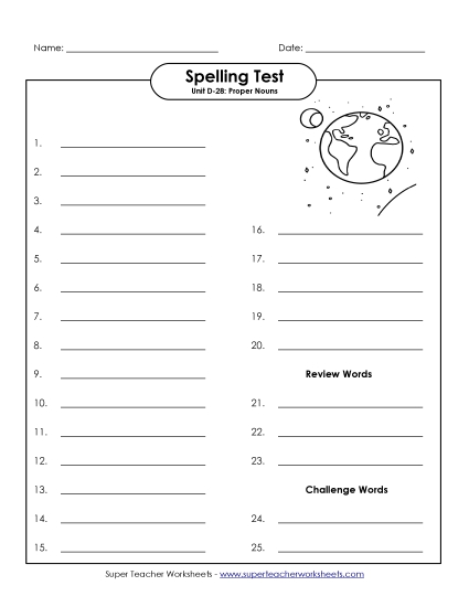 Spelling Test - Spelling Test (D-28)