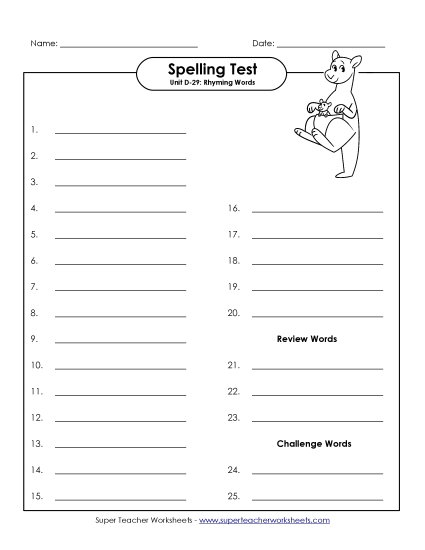 Spelling Test - Spelling Test (D-29)