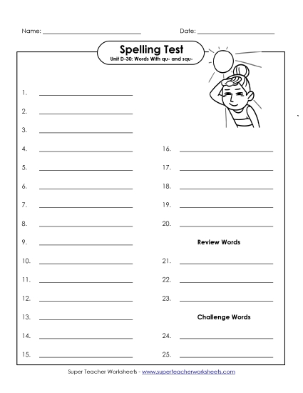 Spelling Test - Spelling Test (D-30) Spelling Test - Spelling Test (D-30)