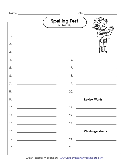 Spelling Test - Spelling Test (D-4)
