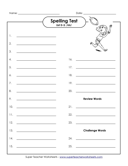 Spelling Test - Spelling Test (D-5)