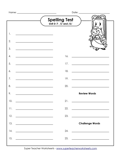 Spelling Test - Spelling Test (D-7) Spelling Test - Spelling Test (D-7)