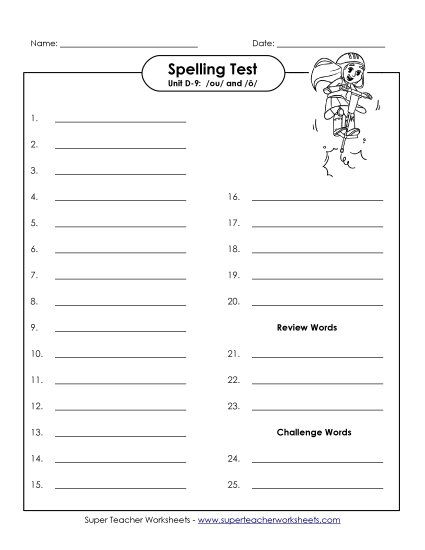 Spelling Test - Spelling Test (D-9)