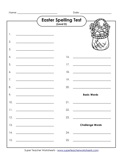 Spelling Test - Spelling Test (D-Easter) 