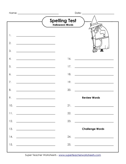 Spelling Test - Spelling Test (D-Halloween) 