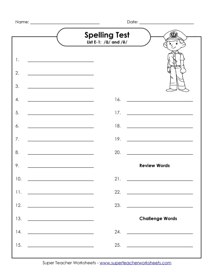 Spelling Test - Spelling Test (E-1)