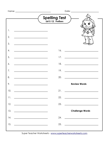 Spelling Test - Spelling Test (E-12)