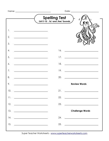 Spelling Test - Spelling Test (E-15)