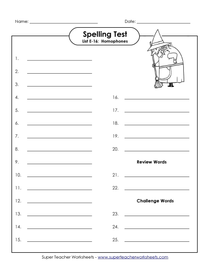 Spelling Test - Spelling Test (E-16)