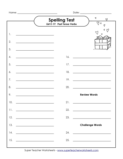 Spelling Test - Spelling Test (E-17) Spelling Test - Spelling Test (E-17)