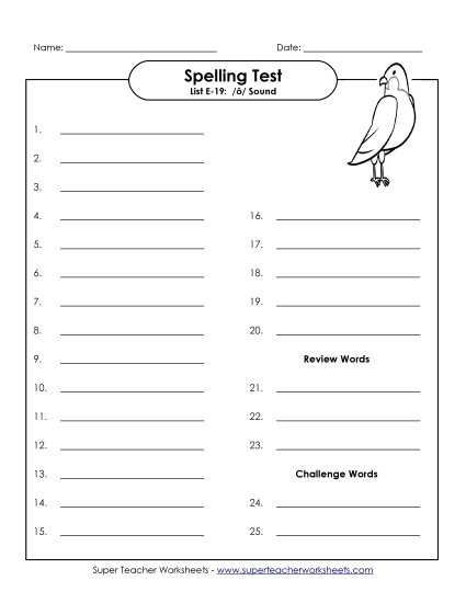 Spelling Test - Spelling Test (E-19)